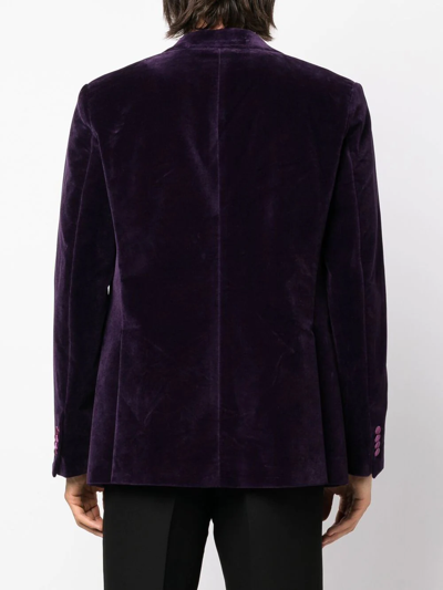 Shop Philipp Plein Single-breasted Velvet Blazer In Purple