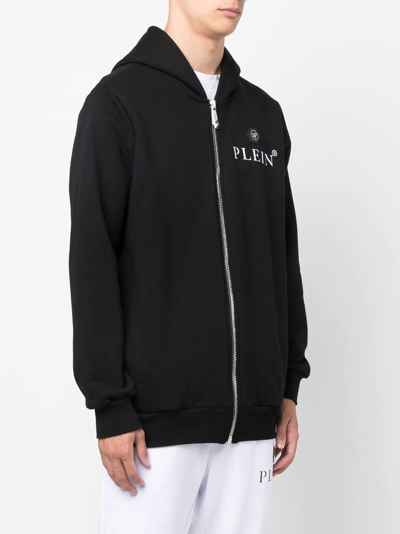Philipp Plein Black Hoodie With Logo Print In Black