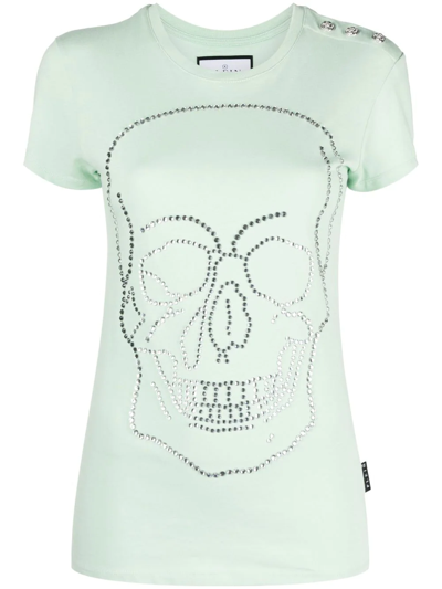 Shop Philipp Plein Crystal-embellished T-shirt In Green