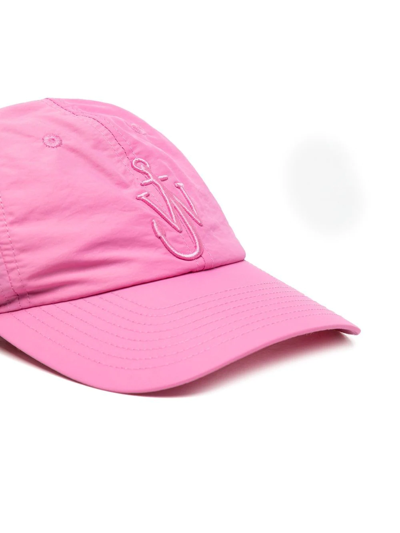 Shop Jw Anderson Anchor Logo-embroidered Cap In Pink