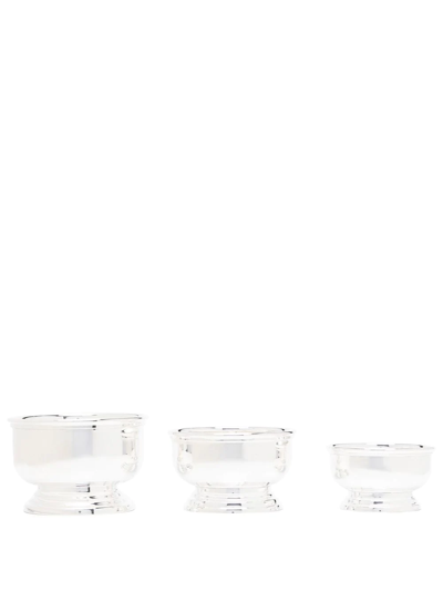 Polo Ralph Lauren Set Of 3 Steel Nut Bowls In Silver