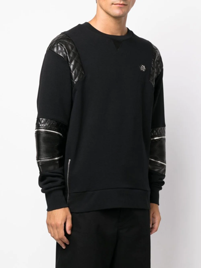 Shop Philipp Plein Diamond-quilt Panelled Sweatshirt In Black