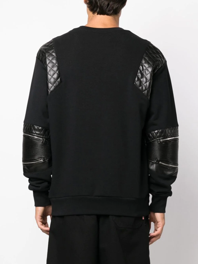 Shop Philipp Plein Diamond-quilt Panelled Sweatshirt In Black