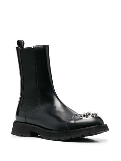 Alexander Mcqueen Punk Stud Ankle Boots In Leather In Black