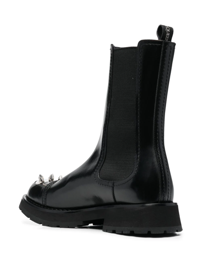 Alexander Mcqueen Punk Stud Ankle Boots In Leather In Black