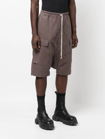 Shop Rick Owens Drop-crotch Cargo Shorts In Brown