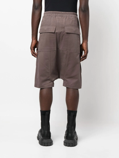 Shop Rick Owens Drop-crotch Cargo Shorts In Brown