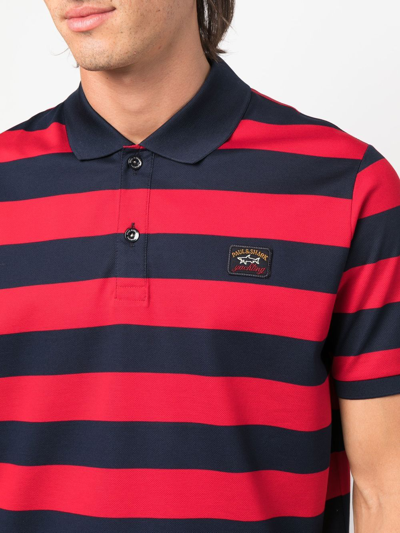 Shop Paul & Shark Heritage Striped Polo Shirt In Blue