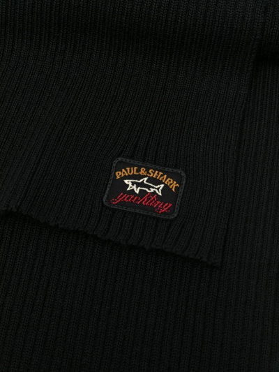 Shop Paul & Shark Logo-patch Wool Scarf In Black