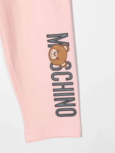 Shop Moschino Logo-print Leggings In Pink