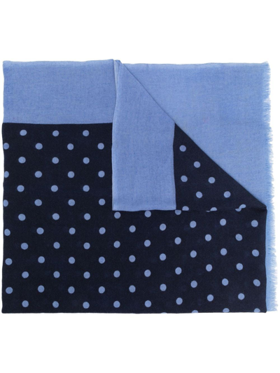Shop Altea Spot-print Wool Scarf In Blue