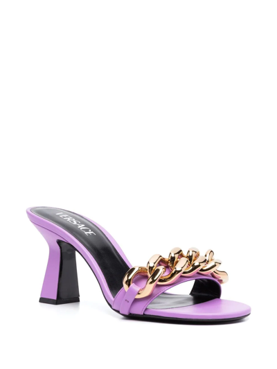 Versace Chain-link Mule Sandals In Purple