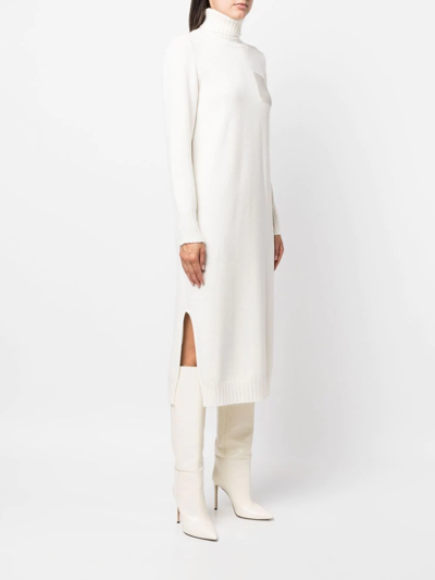 Shop Peserico Roll-neck Knitted Jumper Dress In White