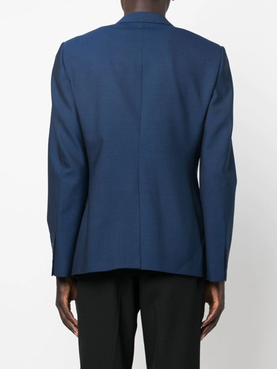 Shop Alexander Mcqueen Single-breasted Wool Blazer In Blue