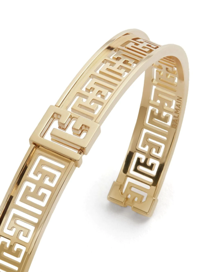 Balmain 18kt Yellow Gold Labyrinth Frieze Bangle Bracelet In Gold