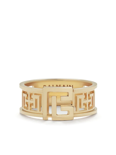 Balmain 18kt Yellow Gold Labyrinth Frieze Ring In Gold