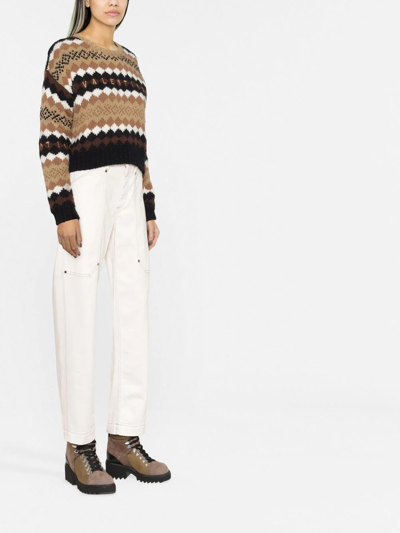 Brunello Cucinelli Contrast-stitching Straight-leg Jeans In Neutrals