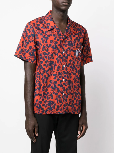 Shop Billionaire Boys Club Floral-print Short-sleeved Shirt In Red