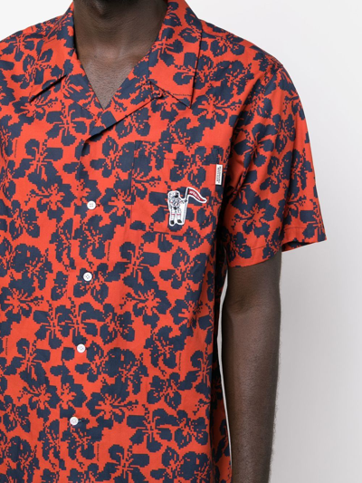 Shop Billionaire Boys Club Floral-print Short-sleeved Shirt In Red