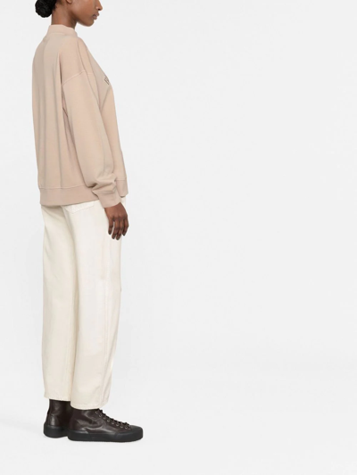 Brunello Cucinelli Embroidered Round-neck Sweatshirt In Neutrals