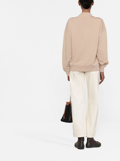 Brunello Cucinelli Embroidered Round-neck Sweatshirt In Neutrals