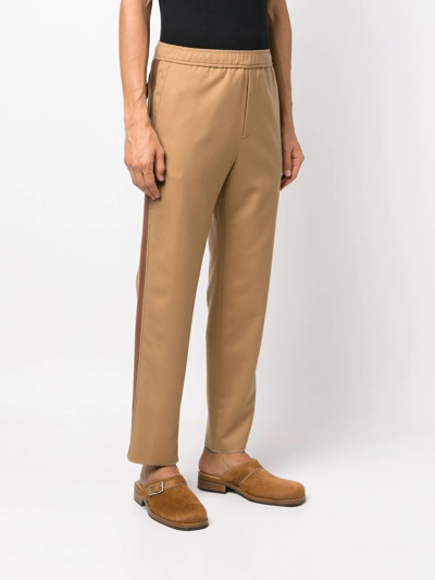Shop Etro Straight-leg Virgin-wool Trousers In Brown