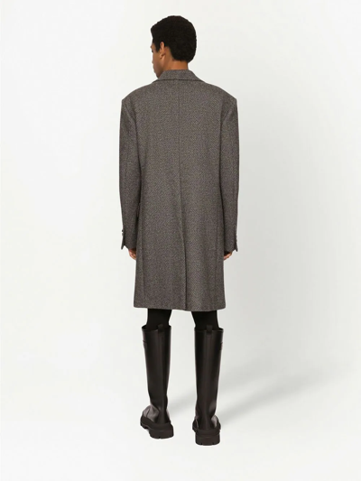 Dolce & Gabbana Tailored Herringbone Coat In Black