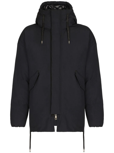 Dolce & Gabbana Black Padded Parka Coat In Black