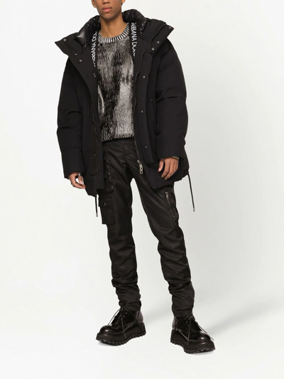 Dolce & Gabbana Black Padded Parka Coat In Black
