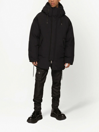 Dolce & Gabbana Black Padded Parka Coat In Black