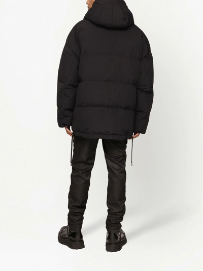 Dolce & Gabbana Black Padded Parka Coat In Black