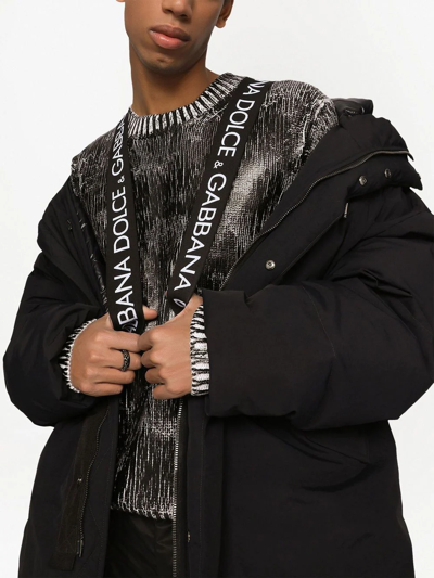 Dolce & Gabbana Black Padded Parka Coat In Black