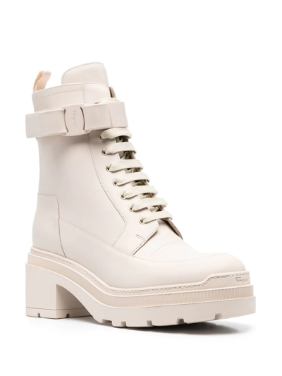 Shop Ferragamo Lober Ankle Boots In Neutrals