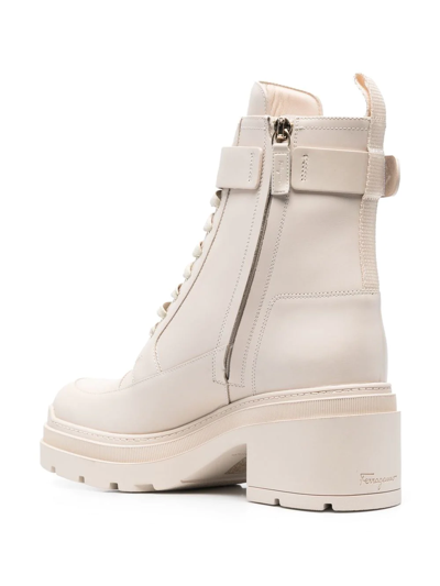 Shop Ferragamo Lober Ankle Boots In Neutrals