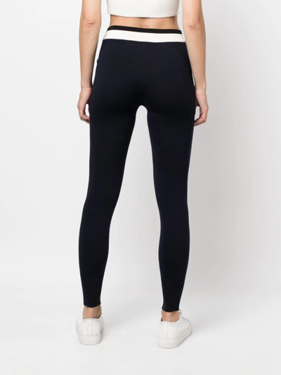 Jil Sander Contrast-stripe Knitted Leggings In Blue