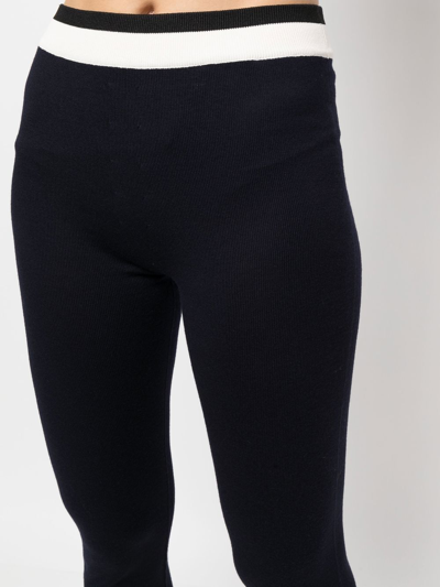 Jil Sander Contrast-stripe Knitted Leggings In Blue