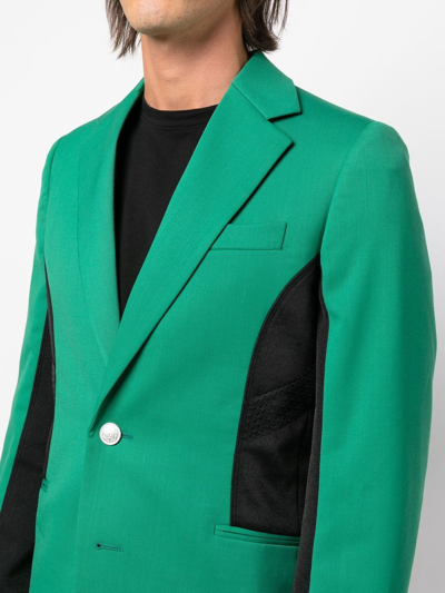 Shop Koché Colour-block Single-breasted Blazer In Green