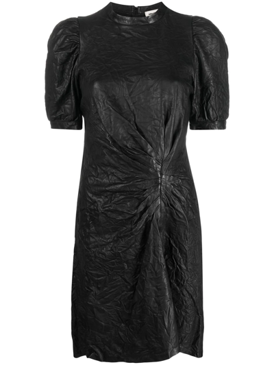 Shop Zadig & Voltaire Short-sleeved Leather Dress In Black