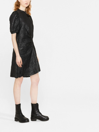 Zadig & Voltaire Rixe Cuir Froisse Crinkle Leather Minidress In Black
