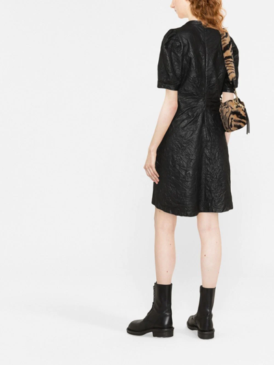 Zadig & Voltaire Rixe Cuir Froisse Crinkle Leather Minidress In Black