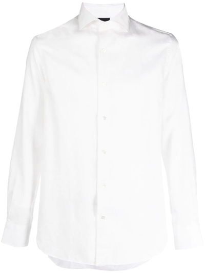 Shop Emporio Armani Monogram-pattern Cotton Shirt In White