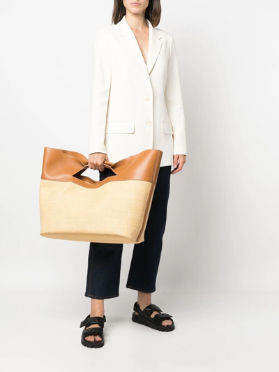 Alexander Mcqueen The Bow Leather And Raffia Tote Bag In Neutrals