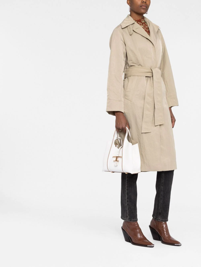Tod's Mini T Timeless Leather Shopping Bags In White