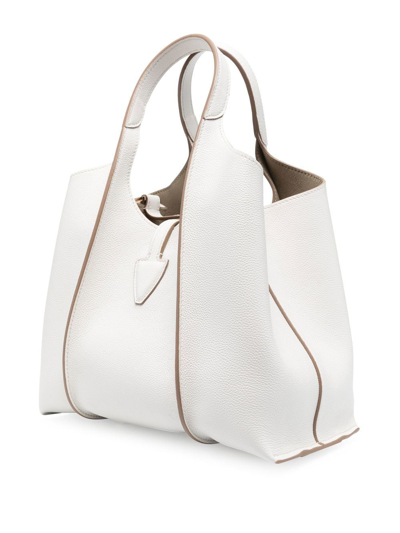 Tod's Mini T Timeless Leather Shopping Bags In White