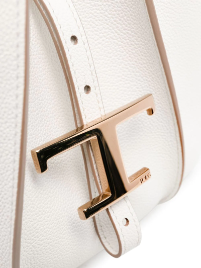 Tod's Mini T Timeless Leather Shopping Bags In White