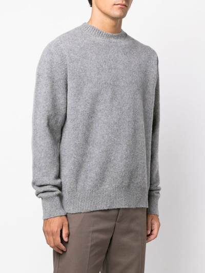 Oamc Intarsia-knit Logo Wool=blend Jumper In Grey