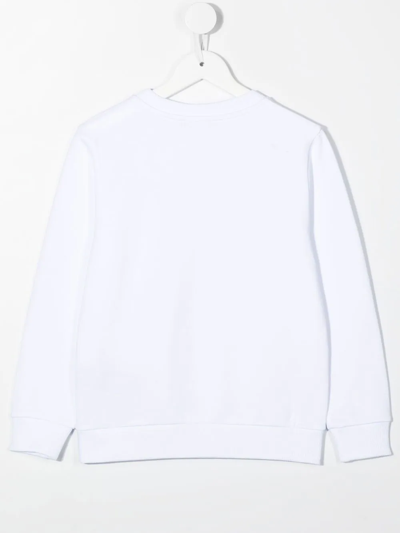 Shop Balmain Logo-print Long-sleeve Sweatshirt In White