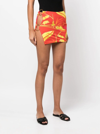 Shop Louisa Ballou Abstract-print Mini Skirt In Red