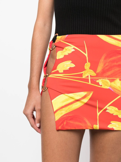 Shop Louisa Ballou Abstract-print Mini Skirt In Red