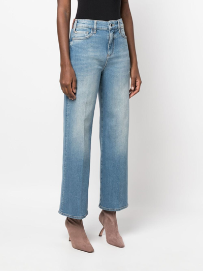 Shop Emporio Armani Wide-leg Cropped Jeans In Blue